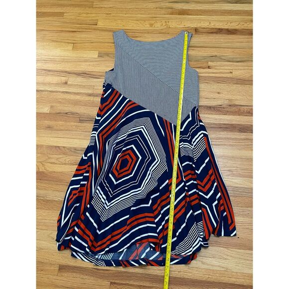 Anthropologie Maeve Cameron Women's L Blue Dress Fit & Flare Asymmetrical Hem - Picture 7 of 10